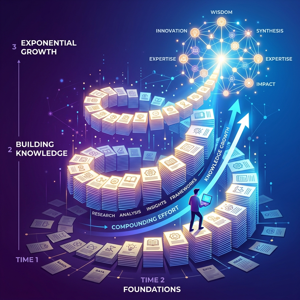 Knowledge compounding over time from foundations to exponential growth