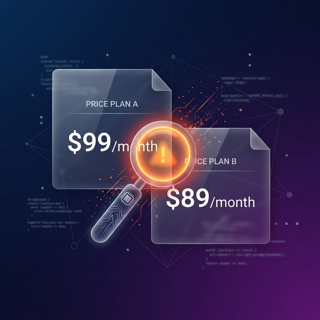 AI detecting contradictory pricing information across knowledge base documents