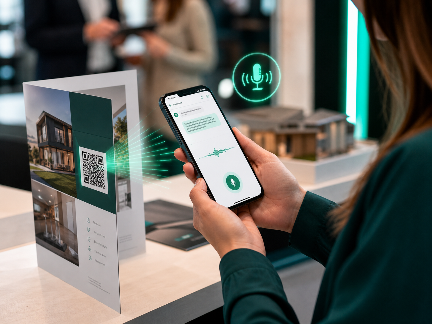 A customer scanning a VoxQR code and opening an AI conversation